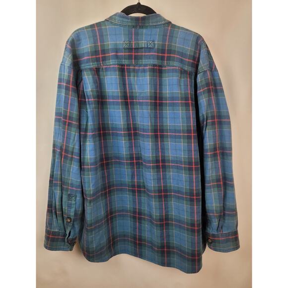 Duluth Trading Company Mens Cotton Plaid Button Up Shirt Blue Red Green Size 2XL - Picture 5 of 8